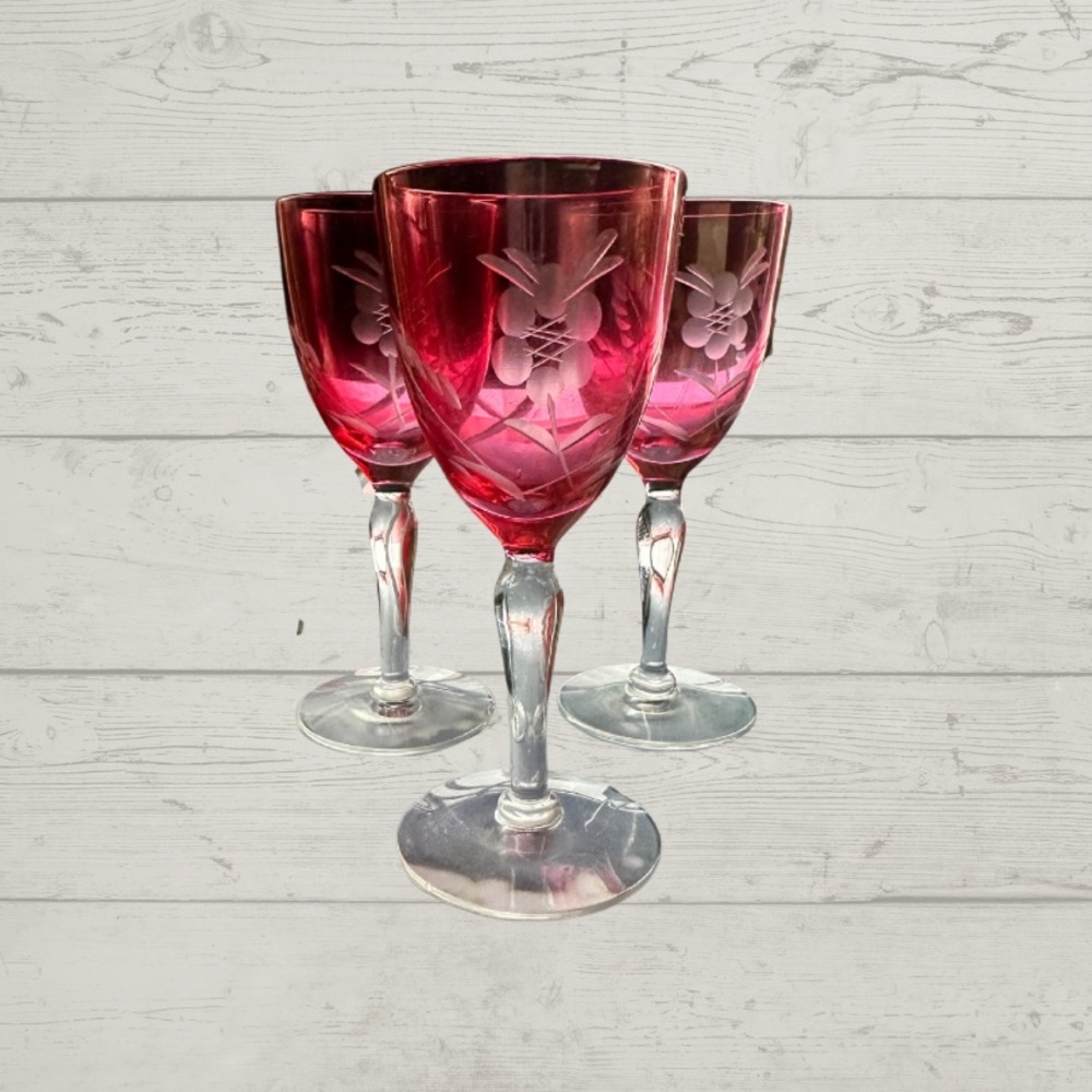 Vintage Cranberry Glass Coridal Glasses